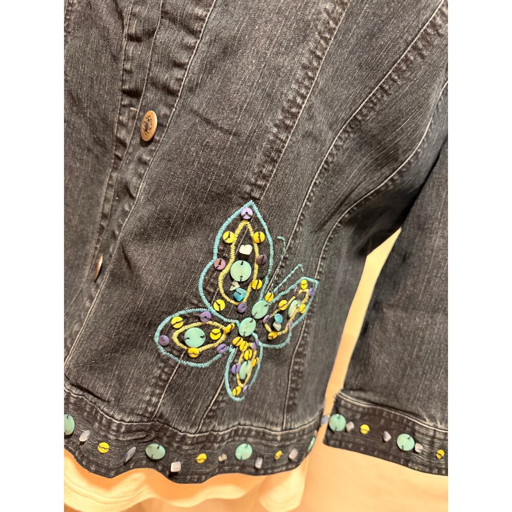 Denim butterfly applique jacket - Picture 3 of 8